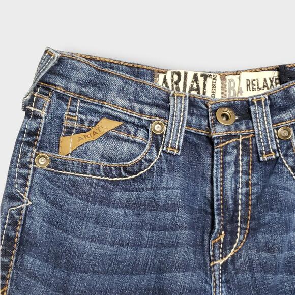 SOLD-Ariat Boys B4 Relaxed Ramos Bootcut Jeans Adjustable Waist Sz 12 Western - Picture 2 of 12